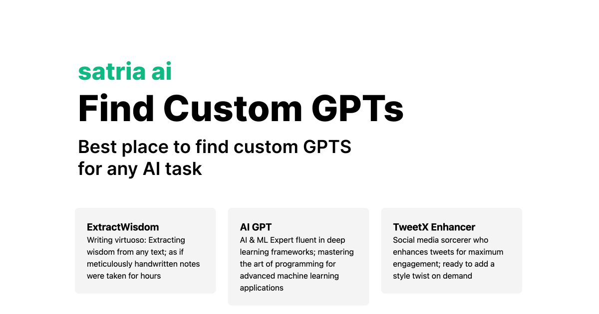 Introducing Satria AI's Custom GPT Listing Platform